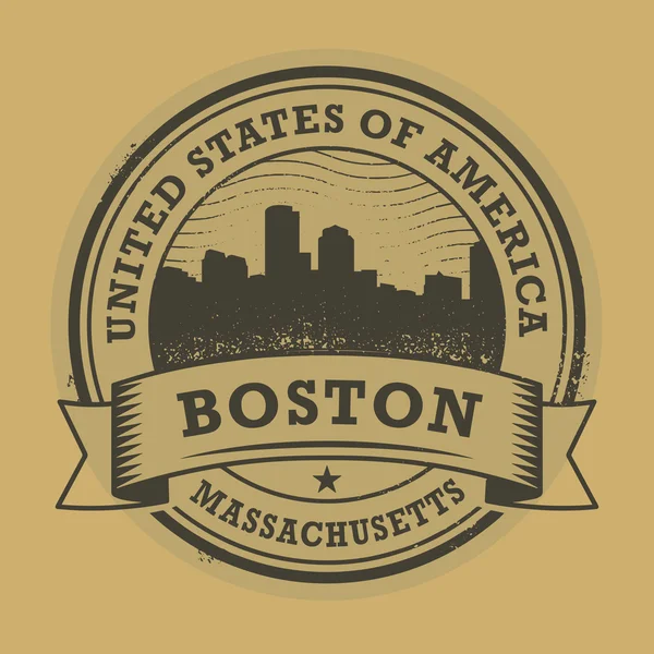 Grunge 橡皮戳与波士顿，马萨诸塞州的名称 — 图库矢量图片