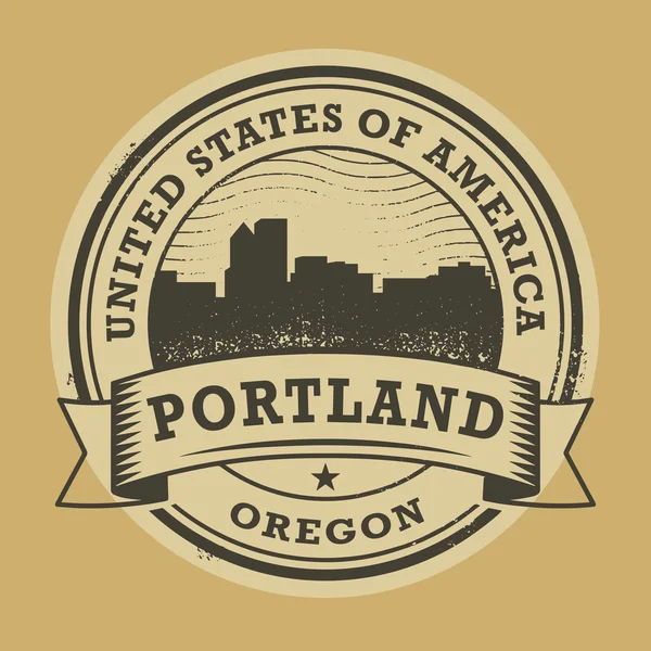Sello de goma grunge con el nombre de Oregon, Portland — Archivo Imágenes Vectoriales