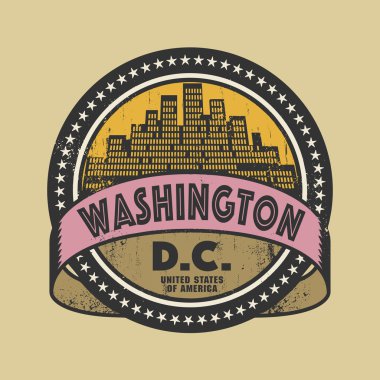 Grunge lastik damgası veya etiket adıyla bir Washington, DC