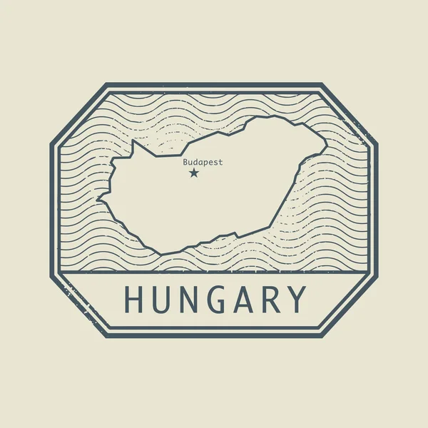 Stamp with the name and map of Hungary — Stock Vector