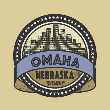 Grunge lastik damgası Omaha, Nebraska'da adını taşıyan