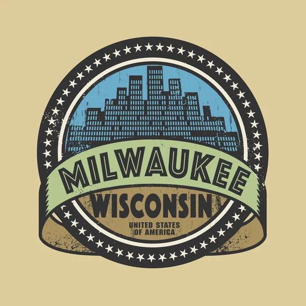 Carimbo de borracha Grunge com nome de Milwaukee, Wisconsin — Vetor de Stock