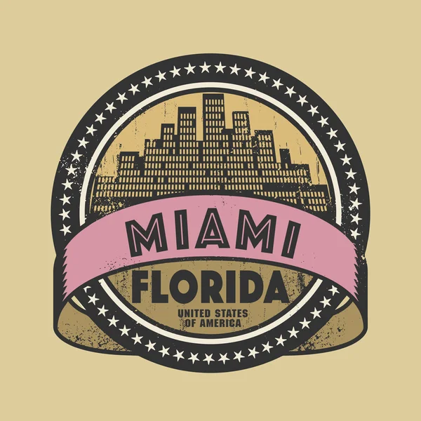 Grunge-Stempel oder Etikett mit dem Namen von miami, florida — Stockvektor