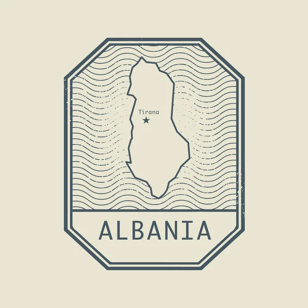 Sello con el nombre y el mapa de Albania — Vector de stock