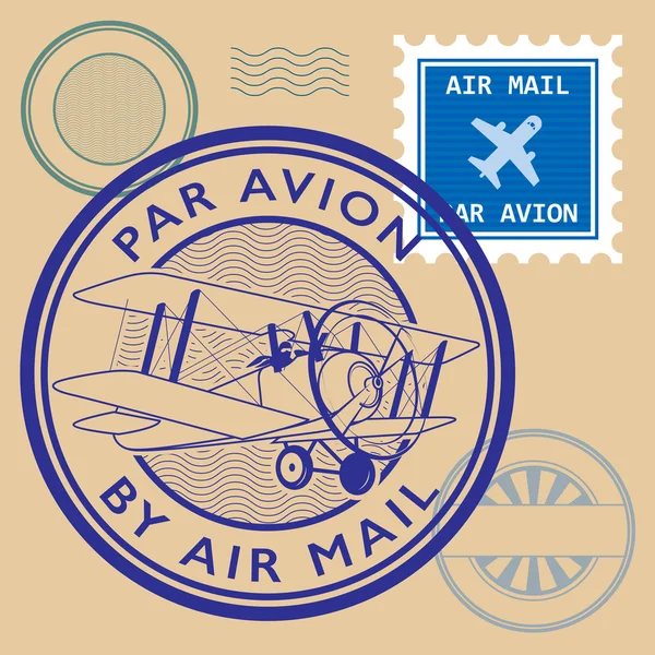 Set of air mail symbols — Stock Vector