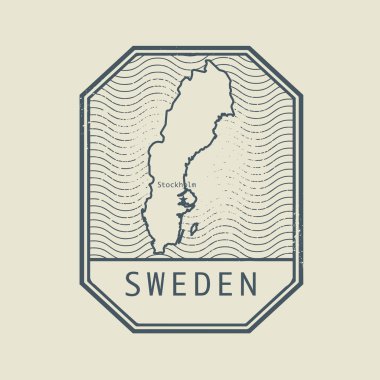 Adı ve İsveç Haritası ile pul