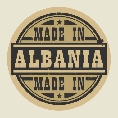 Soyut damga veya metin Made in Arnavutluk etiketi