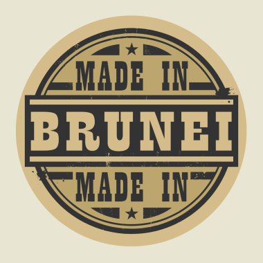 Soyut damga veya metin Made in Brunei etiketi