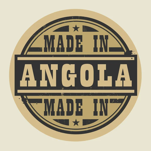 Abstraktní razítko nebo popisek s textem Made v Angole — Stockový vektor