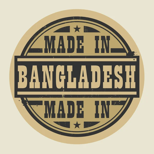 Timbre abstrait ou étiquette avec texte Fabriqué au Bangladesh — Image vectorielle