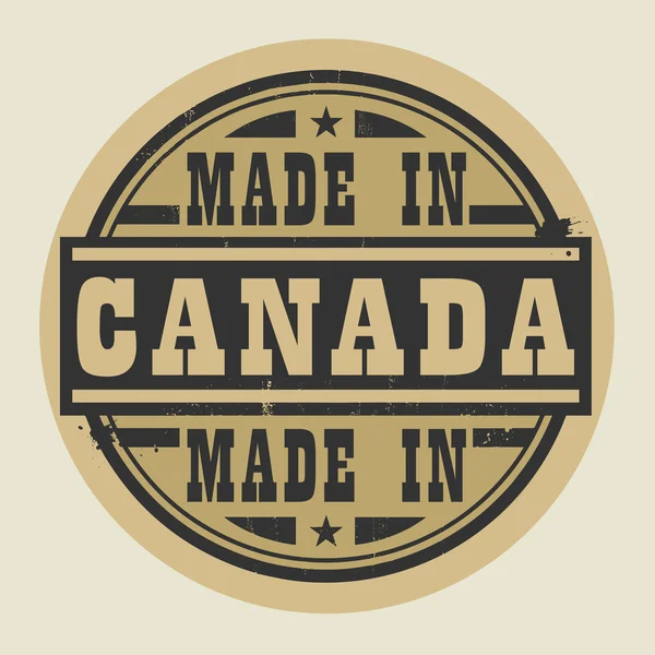 Timbre abstrait ou étiquette avec texte Fabriqué au Canada — Image vectorielle