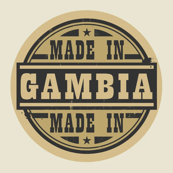Sello o etiqueta abstracta con texto Made in Gambia — Vector de stock