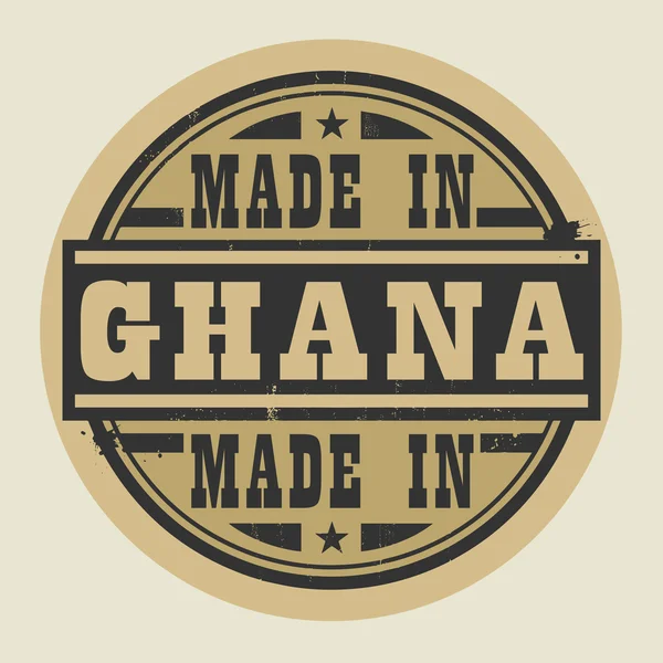 Timbre abstrait ou étiquette avec texte Fabriqué au Ghana — Image vectorielle