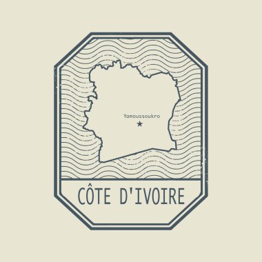 Cote d Sahili Haritası ve adı ile pul