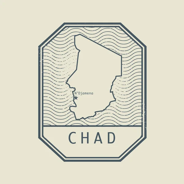 Stamp with the name and map of Chad — Stock Vector