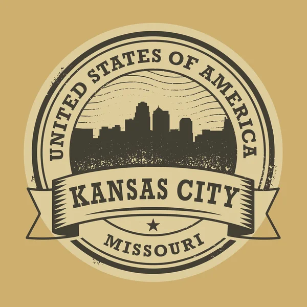 Grunge Rubberstempel met naam van Kansas City (Missouri) — Stockvector