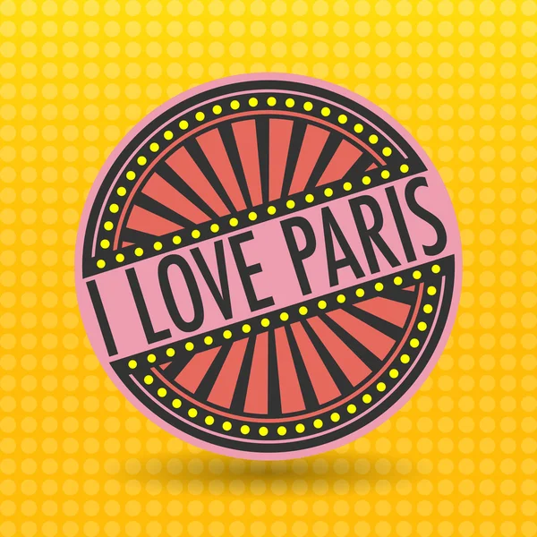 Étiquette couleur avec texte I Love Paris inside — Image vectorielle