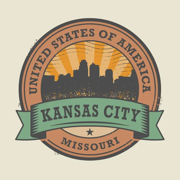 Grunge Rubberstempel met naam van Kansas City (Missouri) — Stockvector