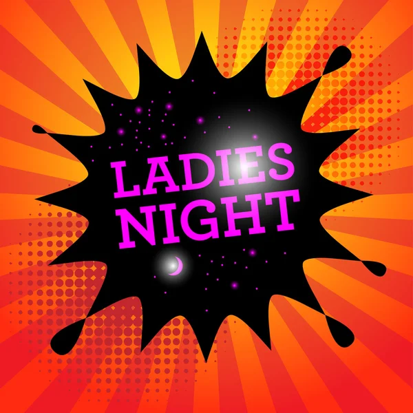 Comic book explosion with text Ladies Night — Stock Vector