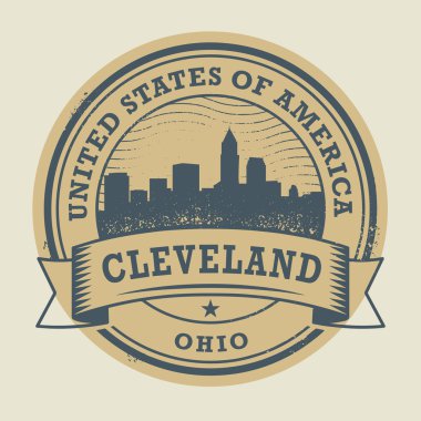 Grunge lastik damgası veya etiket adı Cleveland, Ohio ile