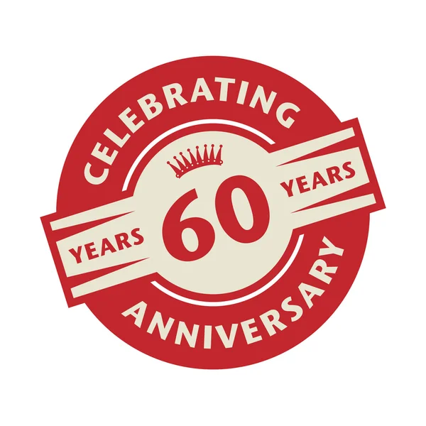 Metin kutlayan 60 yıl yıldönümü ile pul — Stok Vektör