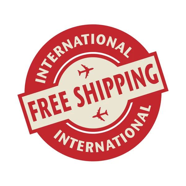 Timbro o etichetta con il testo Free Shipping International — Vettoriale Stock