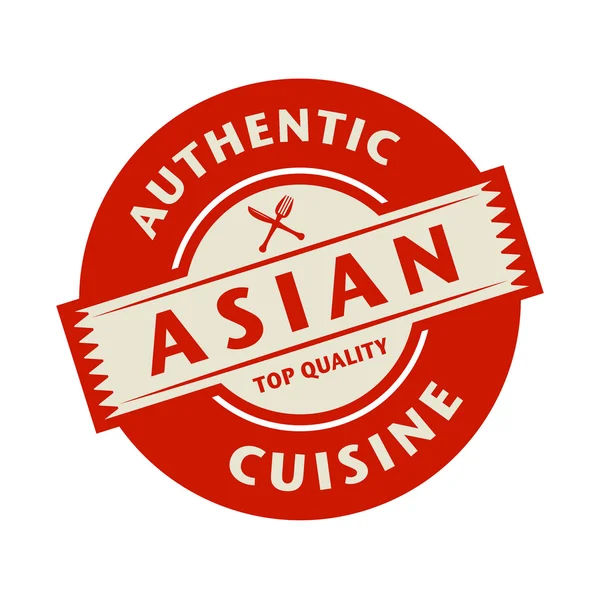 Absztrakt bélyegző autentikus ázsiai konyhát szöveggel — Stock Vector