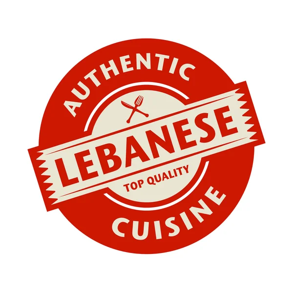 Abstract stamp with the text Authentic Lebanese Cuisine — Stock Vector