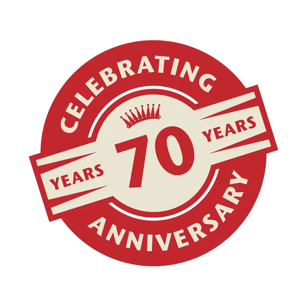 Sello o etiqueta con el texto Celebrando 70 años de aniversario — Vector de stock