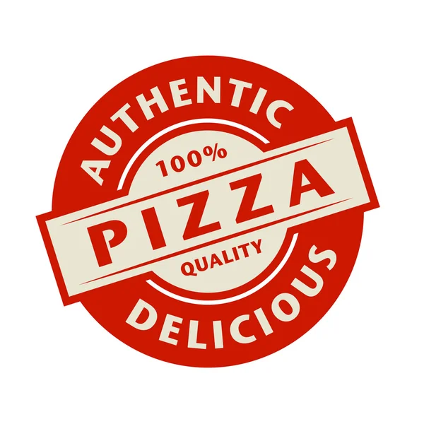 Abstract stamp or label with the text Authentic, Delicious Pizza — Stock Vector