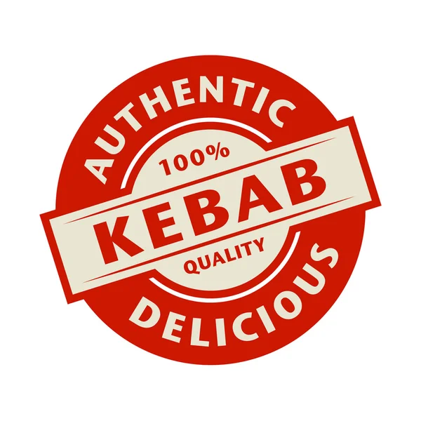 Abstraktní razítko nebo popisek s textem věrohodný, Delicious Kebab — Stockový vektor