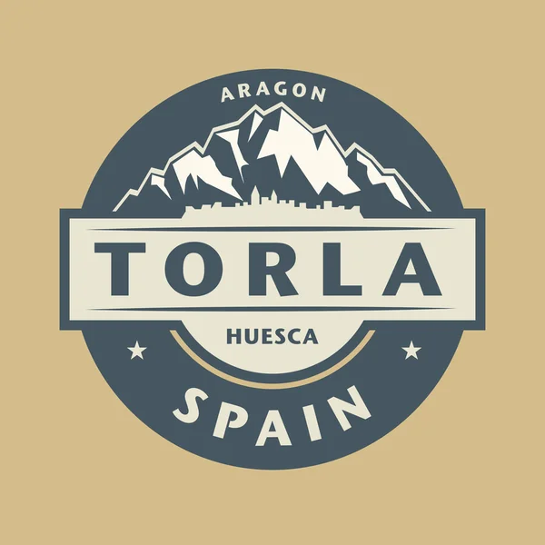 Timbre abstrait du nom de ville Torla en Espagne — Image vectorielle