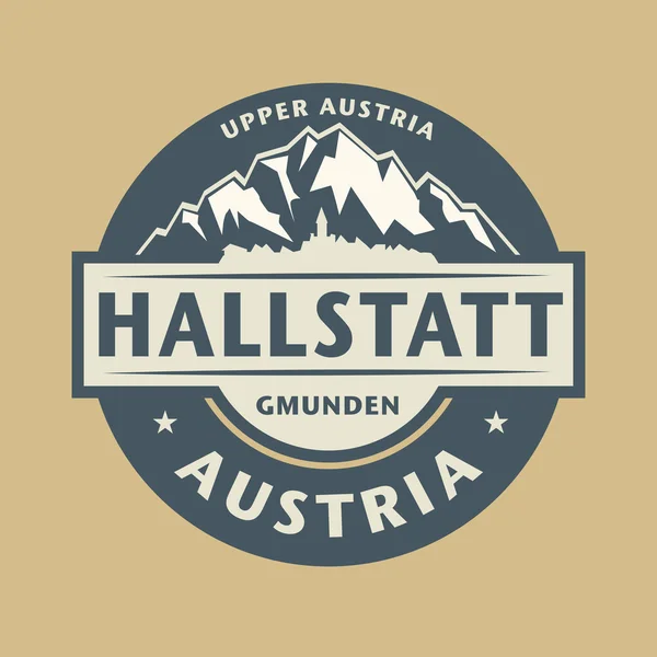 抽象的邮票与小镇的名字在奥地利哈尔施塔特 — 图库矢量图片