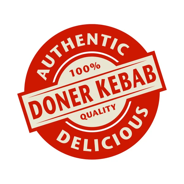 Timbro astratto con il testo Autentico, Delicious Doner Kebab — Vettoriale Stock