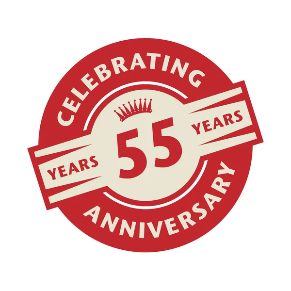 スタンプやテキスト祝う 55 周年記念ラベル — ストックベクタ
