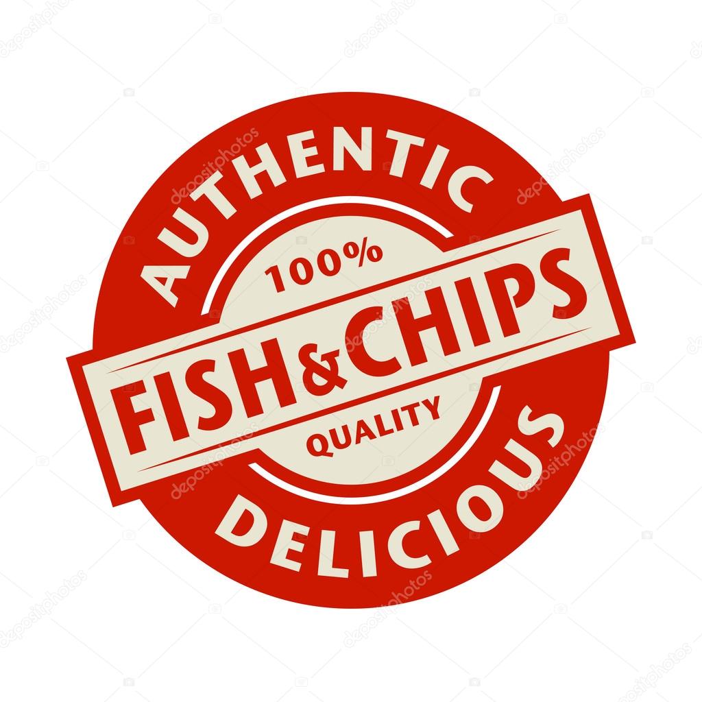 Abstract stamp or label with the text Authentic, Delicious Fish 