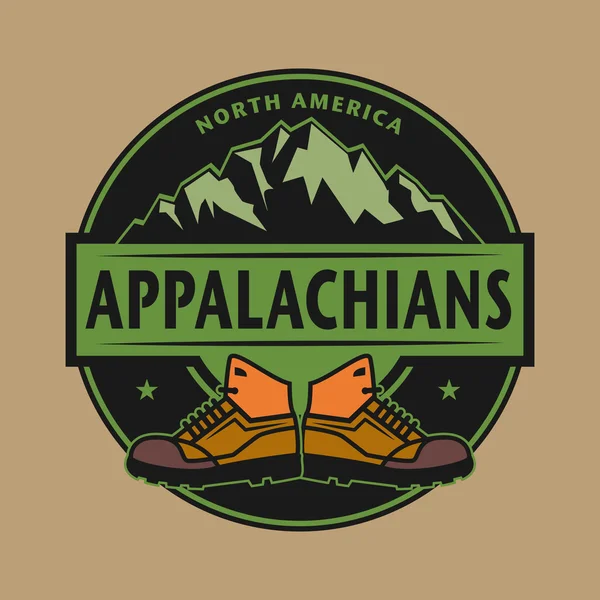 Francobollo con testo Montagne Appalachi, America del Nord — Vettoriale Stock