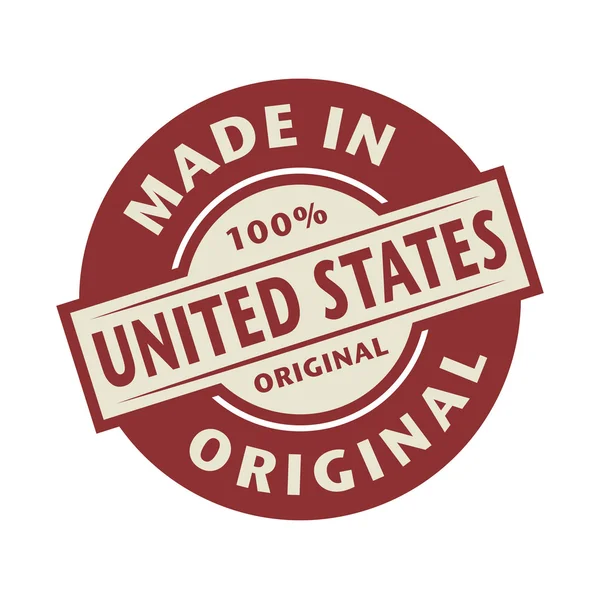 Timbre abstrait ou étiquette avec le texte Made in United States — Image vectorielle