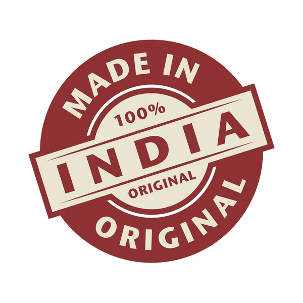 Timbre abstrait ou étiquette avec le texte Made in India — Image vectorielle
