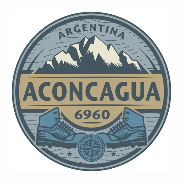 Sello o emblema con texto Aconcagua, Argentina — Vector de stock