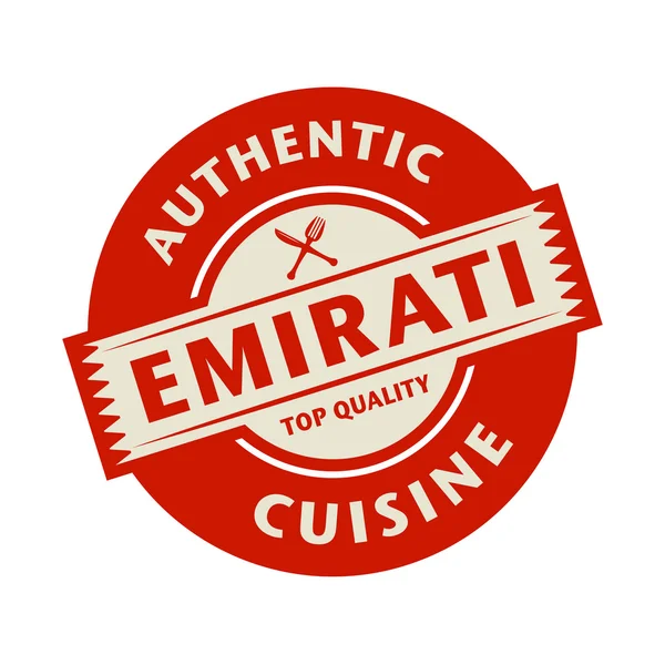 Abstract stamp with the text Authentic Emirati Cuisine — Stock Vector