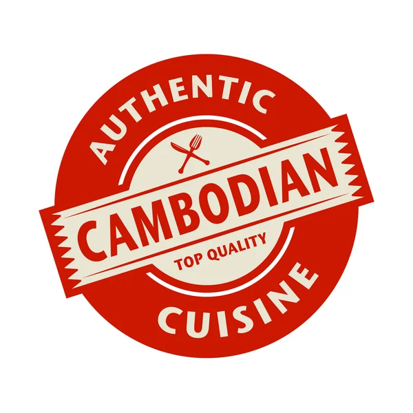 Abstract stamp with the text Authentic Cambodian Cuisine — Stock Vector