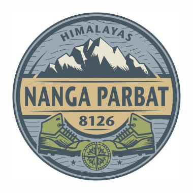 Stamp or emblem with text Nanga Parbat, Himalayas clipart