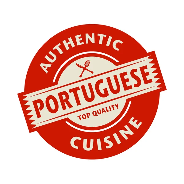 Timbre abstrait avec le texte Cuisine portugaise authentique — Image vectorielle