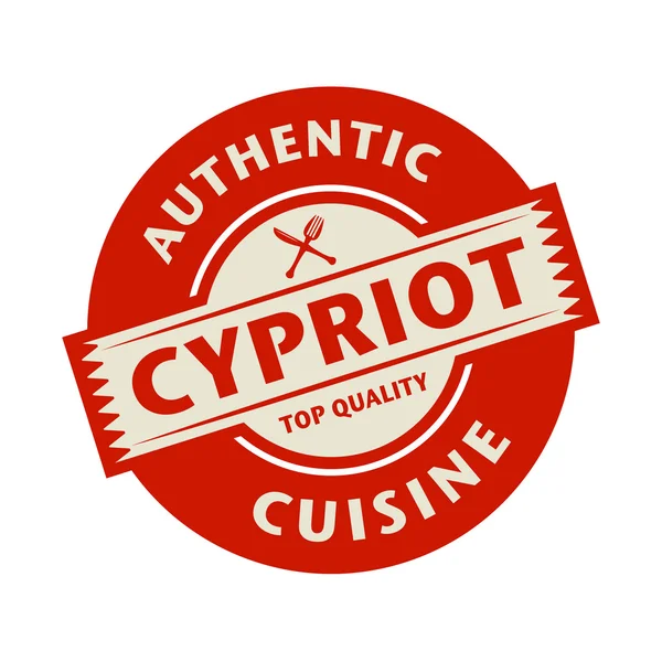 Selo ou rótulo abstrato com o texto Cozinha cipriota autêntica —  Vetores de Stock