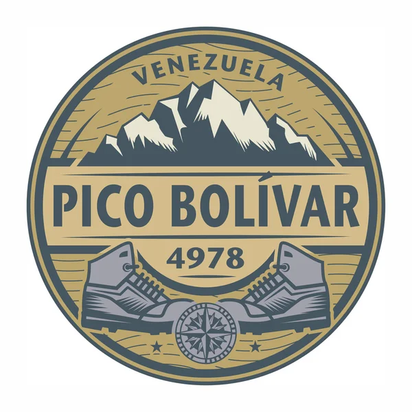 Sello o emblema con texto Pico Bolívar, Venezuela — Vector de stock