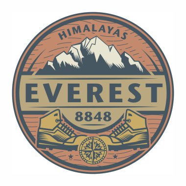 Damga veya amblem metin Everest, Himalayalar ile