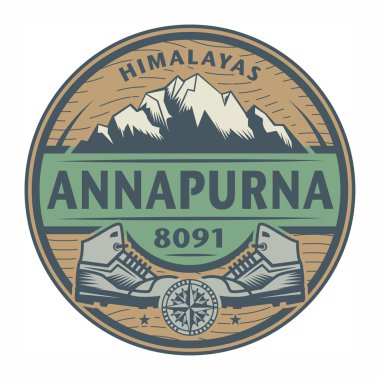 Damga veya amblem metin Annapurna, Himalayalar ile