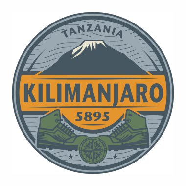 Damga veya amblemi ile metin Kilimanjaro, Tanzania
