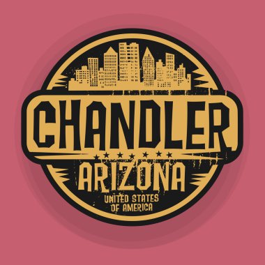 Stamp or label with name of Chandler, Arizona clipart